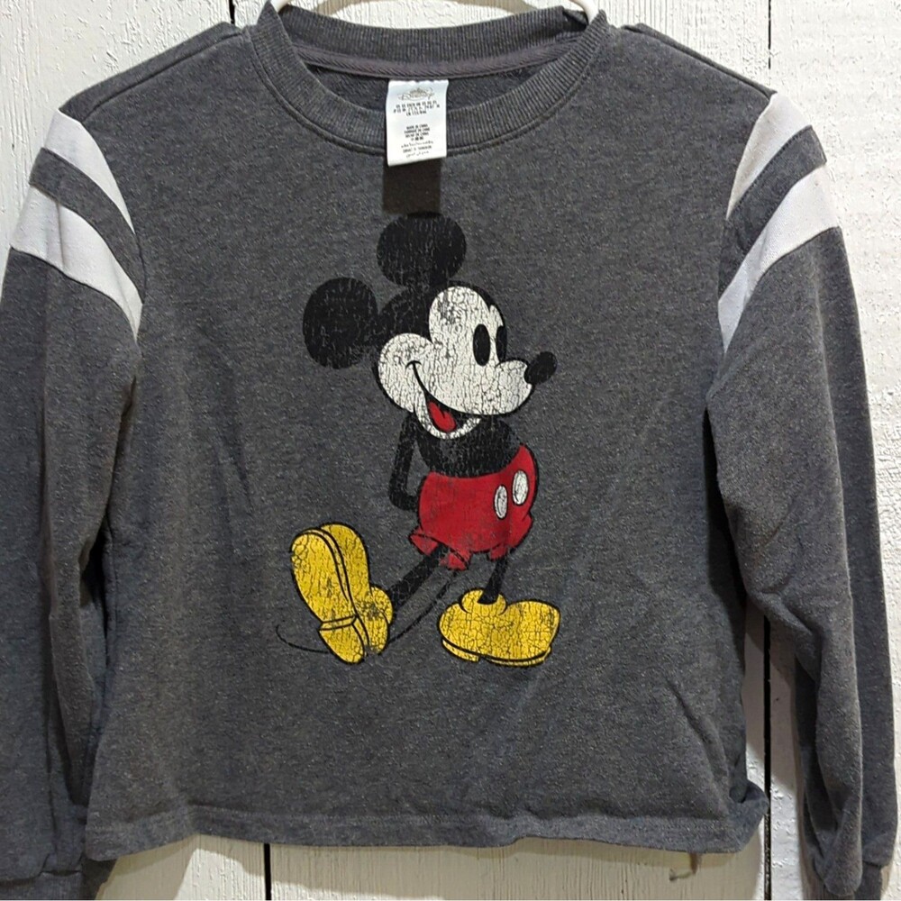 Disney Mickey Mouse Gray Long Sleeve Adult T-Shirt Top - Size XS